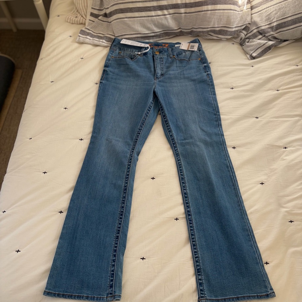 Seven7 Women's Tummyless High-Rise Jeans Light Wash Size 12 NWT  bootcut